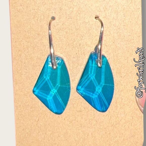 Bundle Sale 3 For $15 | Blue Glass Earrings on Silver Tone Hook - Picture 4 of 8